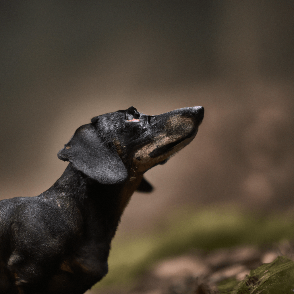2 - A captivating photo capturing a determined dachshund using its exceptional sense of smell to track its prey in the dense forest. Sony A7III. No text.. Sigma 85 mm f/1.4. No text.