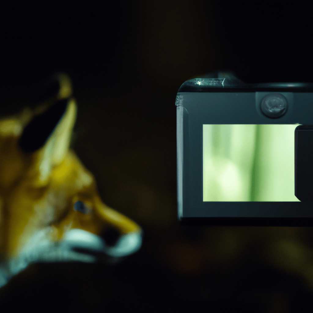 2 - [Image: A close-up of a wildlife camera in a forest, capturing a fox roaming at night]. Perfect for wildlife enthusiasts and researchers.. Sigma 85 mm f/1.4. No text.