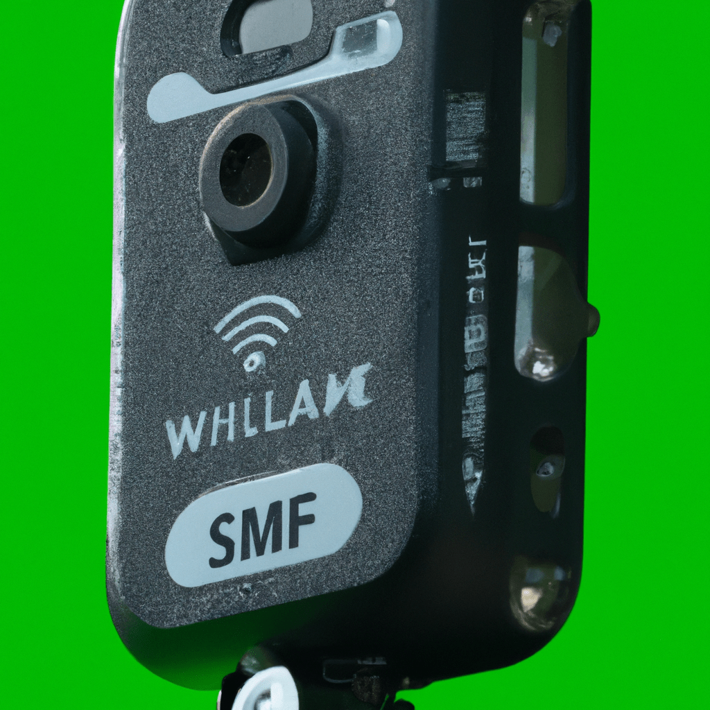 2 - A photo of a wildlife camera with a built-in SIM card, allowing for wireless transmission of photos and videos via GSM network.. Sigma 85 mm f/1.4. No text.