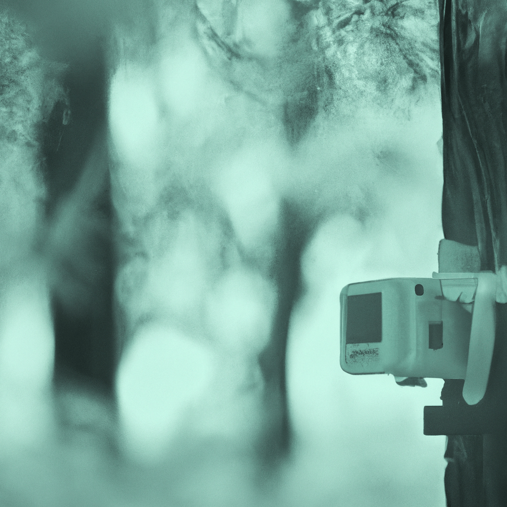 2 - [A photo of a trail camera capturing a moment in a dense forest. The infrared sensor detects movement and triggers the camera to take a snapshot.]. Sigma 85 mm f/1.4. No text.