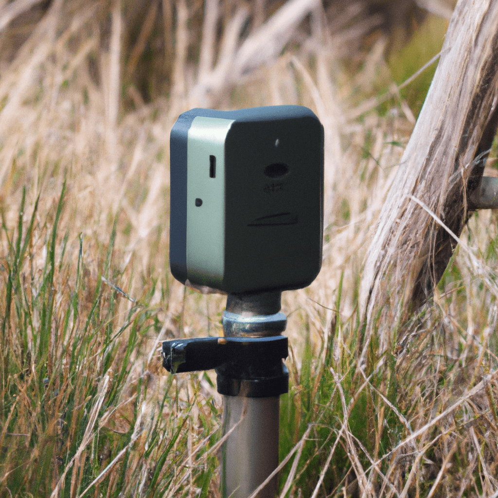 A photo of the Bunaty trail camera set up in a field, capturing images of wildlife in their natural habitat. The camera's versatile modes allow for a customized approach to monitoring, ensuring the perfect shots every time. Sigma 85 mm f/1.4. No text.. Sigma 85 mm f/1.4. No text.