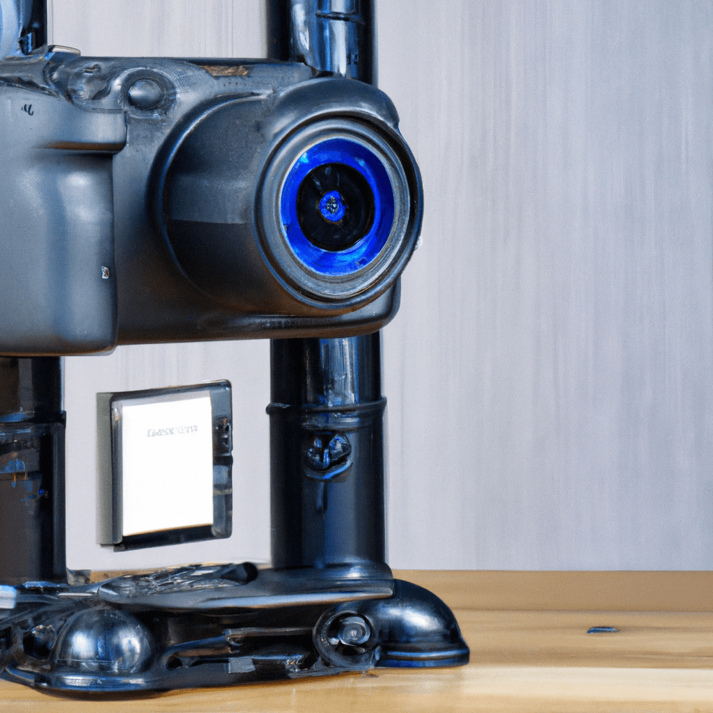 A high-quality trail camera mounted on a sturdy stand with batteries and a memory card.. Sigma 85 mm f/1.4. No text.