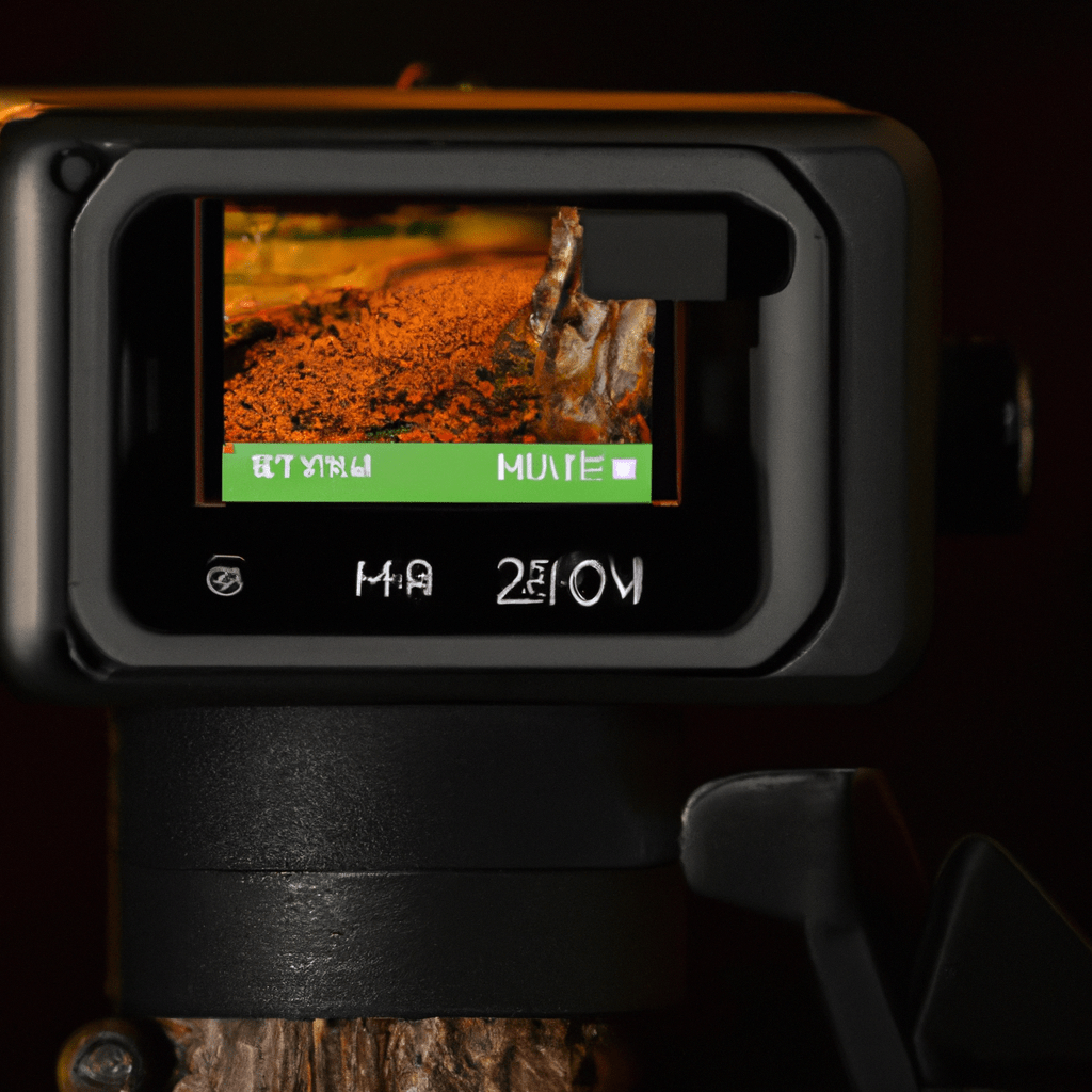 2 - PHOTO: A close-up of a high-resolution trail camera with advanced settings capturing wildlife activity in low light conditions. Nikon 70-200 mm f/2.8 lens. No text.. Sigma 85 mm f/1.4. No text.