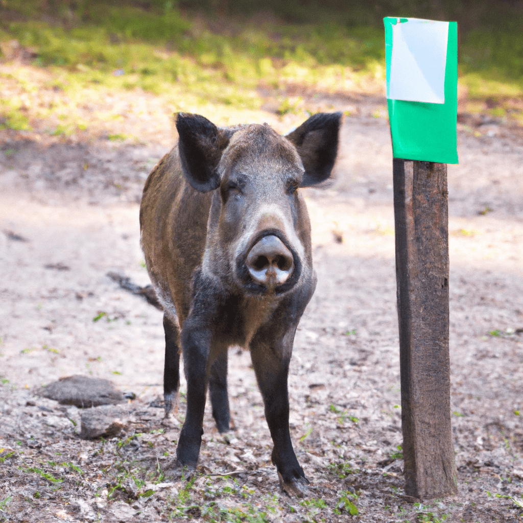 PHOTO: A wild boar standing near a marked boundary, asserting its territory.. Sigma 85 mm f/1.4. No text.