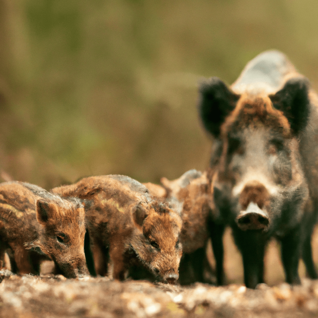 [Wild boar family captured by a stealthy trail camera.]. Sigma 85 mm f/1.4. No text.