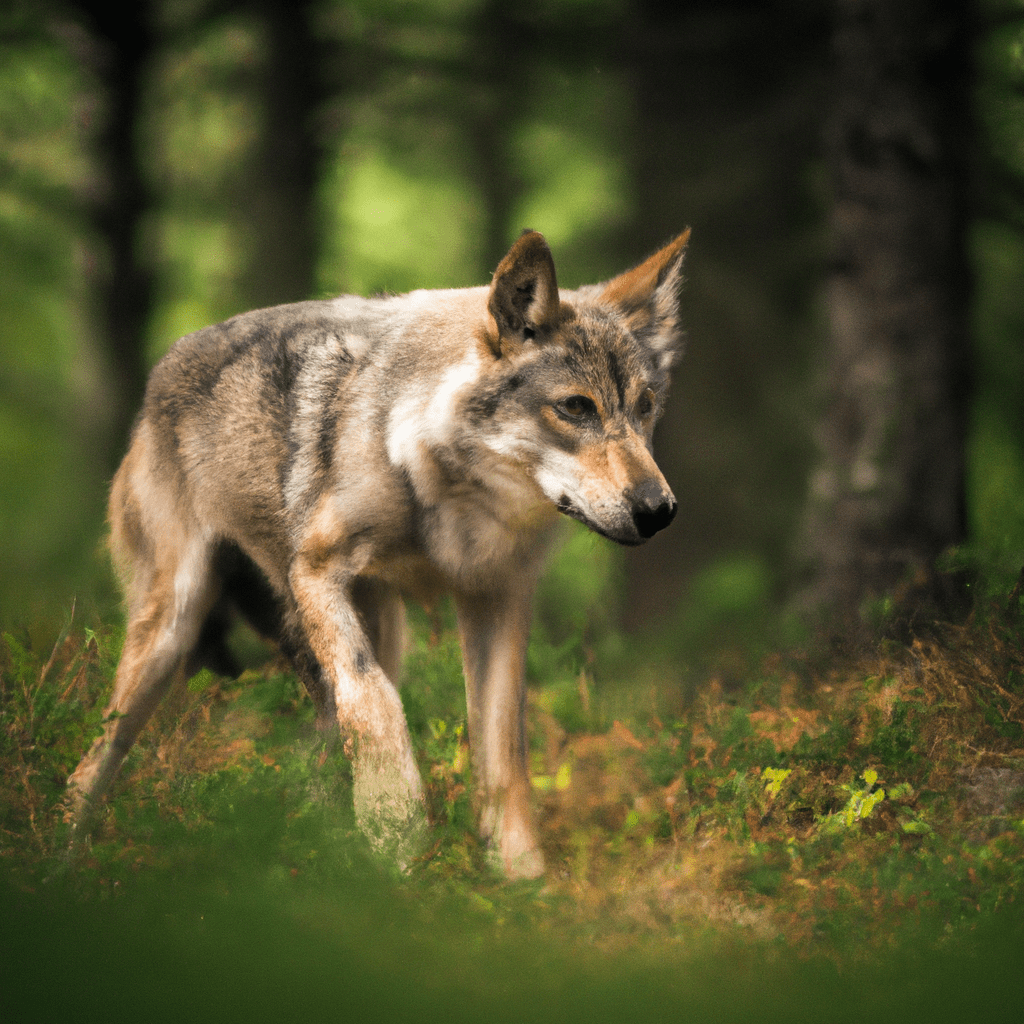 [Photograph: A wolf captured by a camera trap in the wilderness, showcasing the beauty and elusive nature of these magnificent creatures. Sigma 85 mm f/1.4. No text.]. Sigma 85 mm f/1.4. No text.