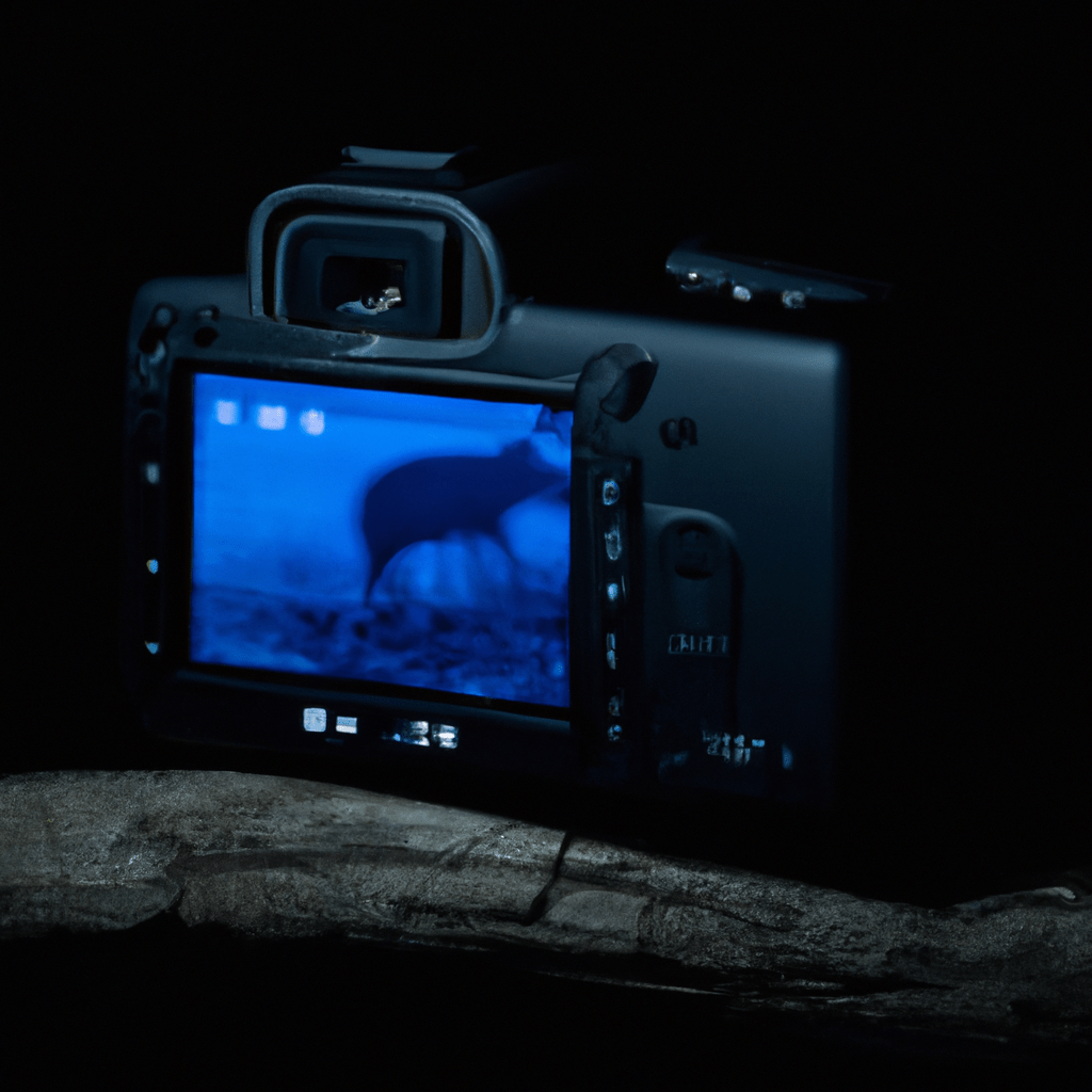 A photo of a wildlife camera capturing a clear image of an animal in the dark.. Sigma 85 mm f/1.4. No text.