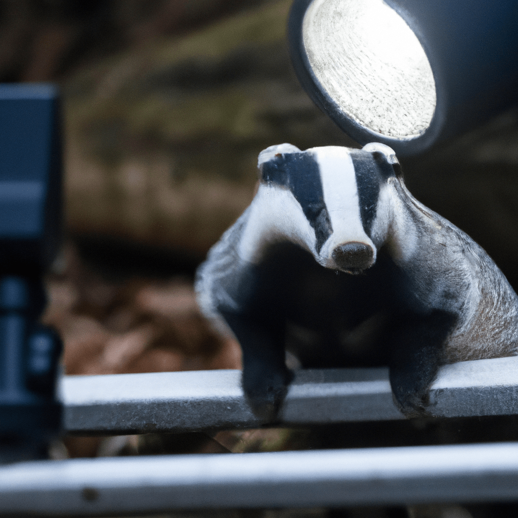 A photo of a badger captured by a wildlife camera, monitoring the effectiveness of protective measures.. Sigma 85 mm f/1.4. No text.