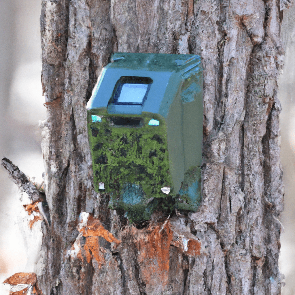 Photo: A trail camera positioned in a strategic location along a wildlife trail. The camouflaged camera is secured to a tree, ensuring it remains inconspicuous to passing animals. Its elevated height provides optimal angles for capturing wildlife activity, guaranteeing no missed shots. This well-protected camera setup ensures successful wildlife photography and hunting endeavors. Sigma 85 mm f/1.4. No text.. Sigma 85 mm f/1.4. No text.