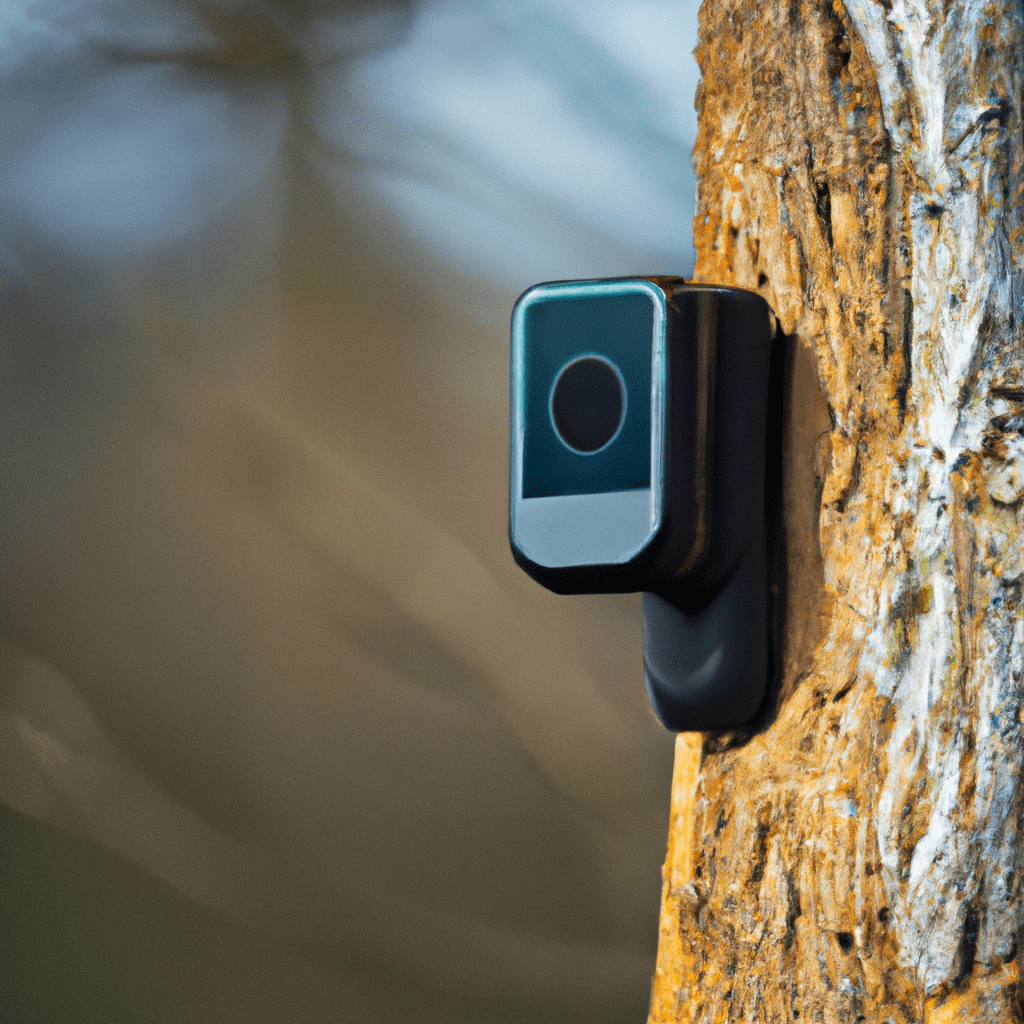 A photo of a wireless trail camera, capturing clear images of the surroundings without the hassle of cables.. Sigma 85 mm f/1.4. No text.