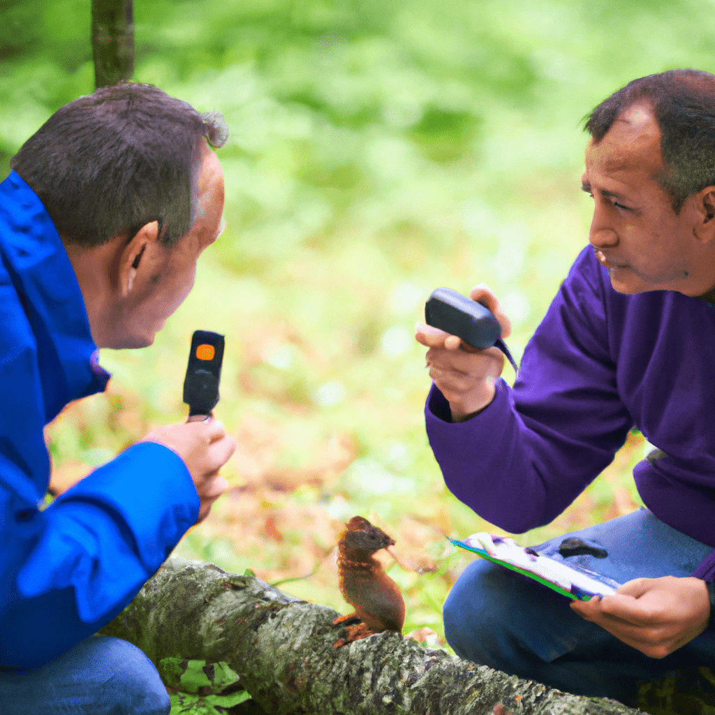 2 - A photo documenting a consultation with a biologist, providing valuable insights and guidance for monitoring and analyzing rare squirrel behaviors using trail cameras.. Sigma 85 mm f/1.4. No text.