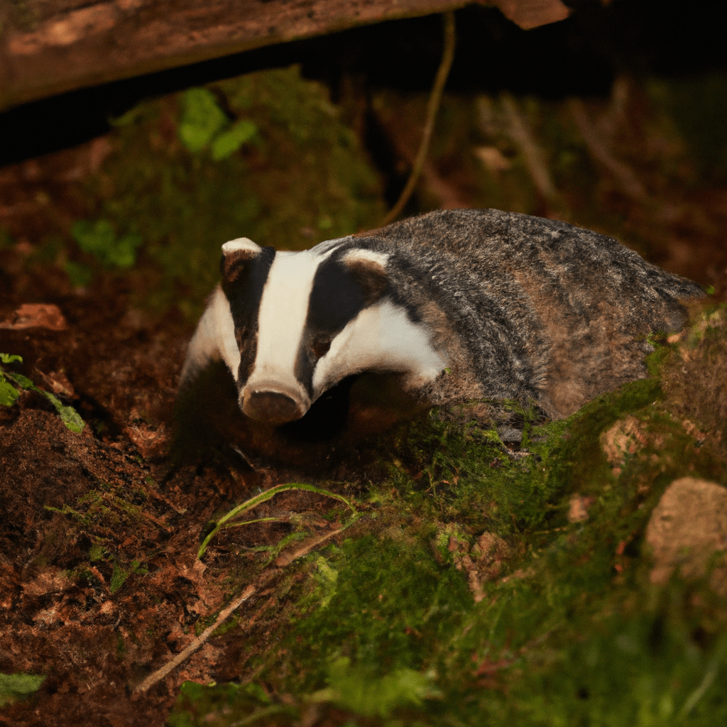 A photo of a badger captured by a camera trap during the day, showcasing their diurnal behavior. Nikon D750. Sigma 85 mm f/1.4. No text.. Sigma 85 mm f/1.4. No text.