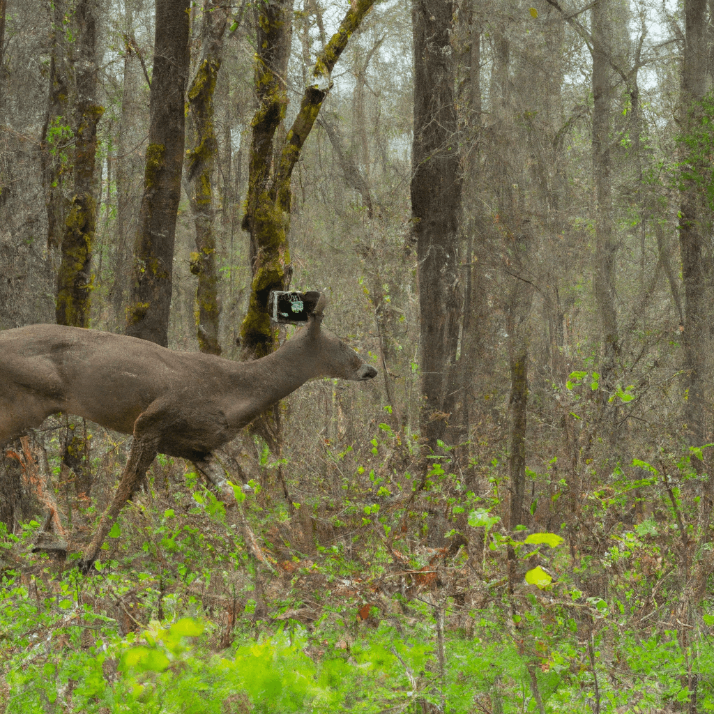 A photo capturing a deer foraging for food in its natural habitat using a discreet and effective trail camera. Gain valuable insights into the dietary needs and behaviors of deer for better conservation and management. Sigma 85 mm f/1.4. No text.. Sigma 85 mm f/1.4. No text.