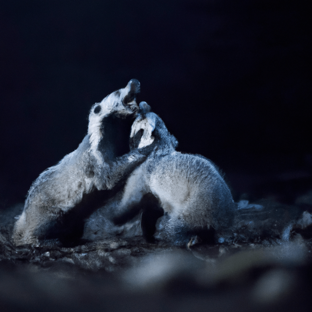 2 - [Photo: Two bělozubky fiercely battling it out under the moonlight, showcasing the intense nighttime conflicts and territorial disputes in the wild.]. Tamron 70-200 mm f/2.8. No text.. Sigma 85 mm f/1.4. No text.