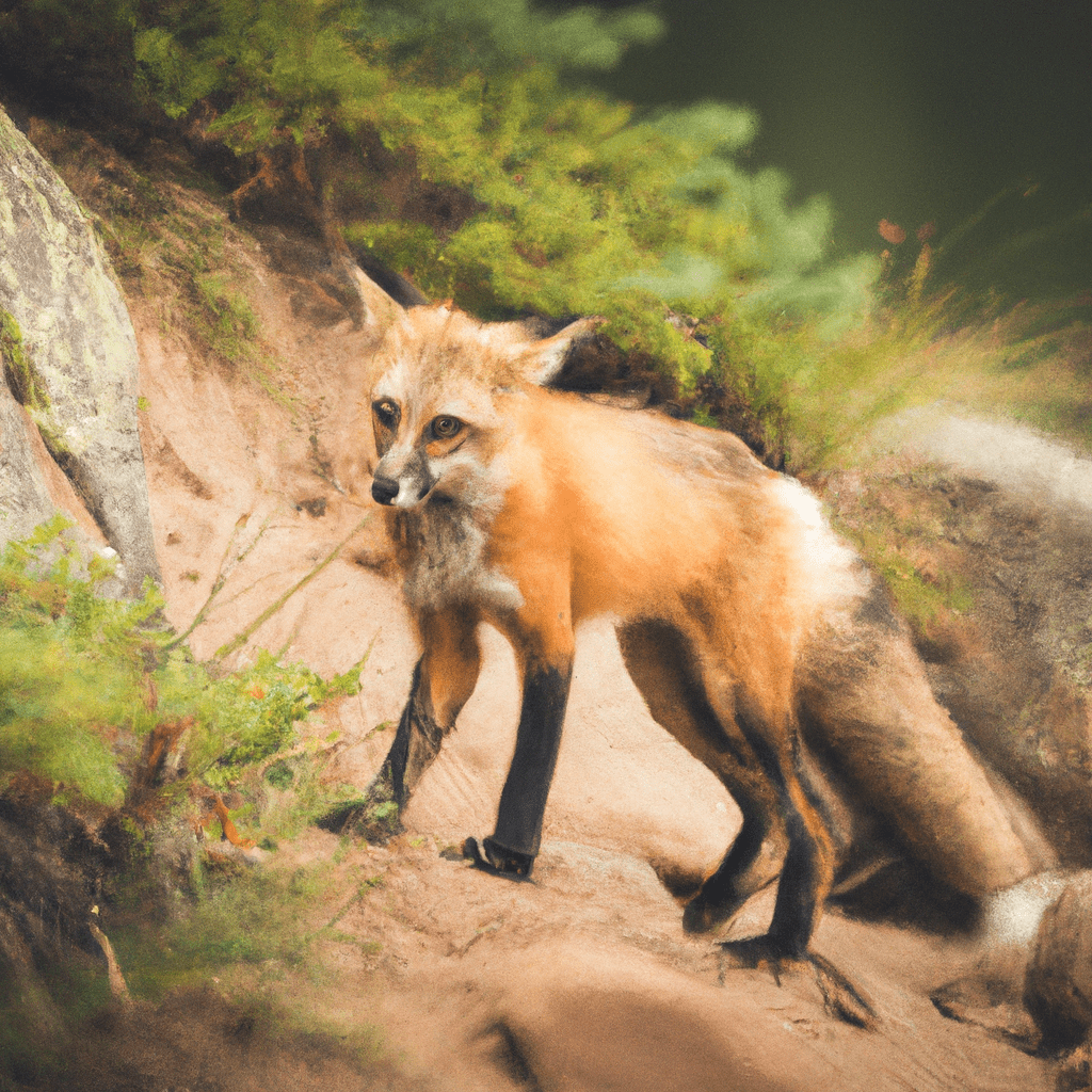 A captivating photo captures a fox in its natural habitat, showcasing its elusive nature. Nikon 300mm f/4 lens.. Sigma 85 mm f/1.4. No text.