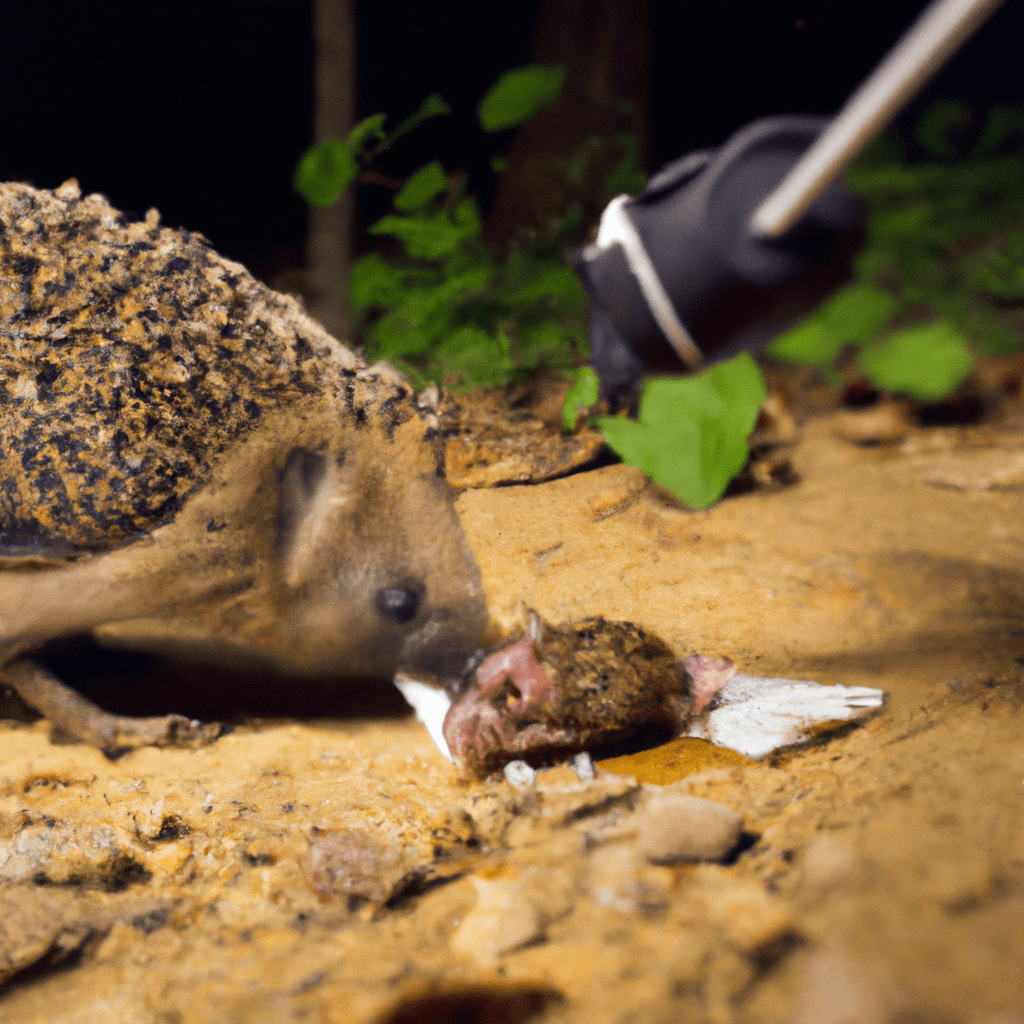 4 - [Photo: A hedgehog and a bird sharing a meal, captured by a wildlife camera trap]. Sigma 85 mm f/1.4. No text.. Sigma 85 mm f/1.4. No text.