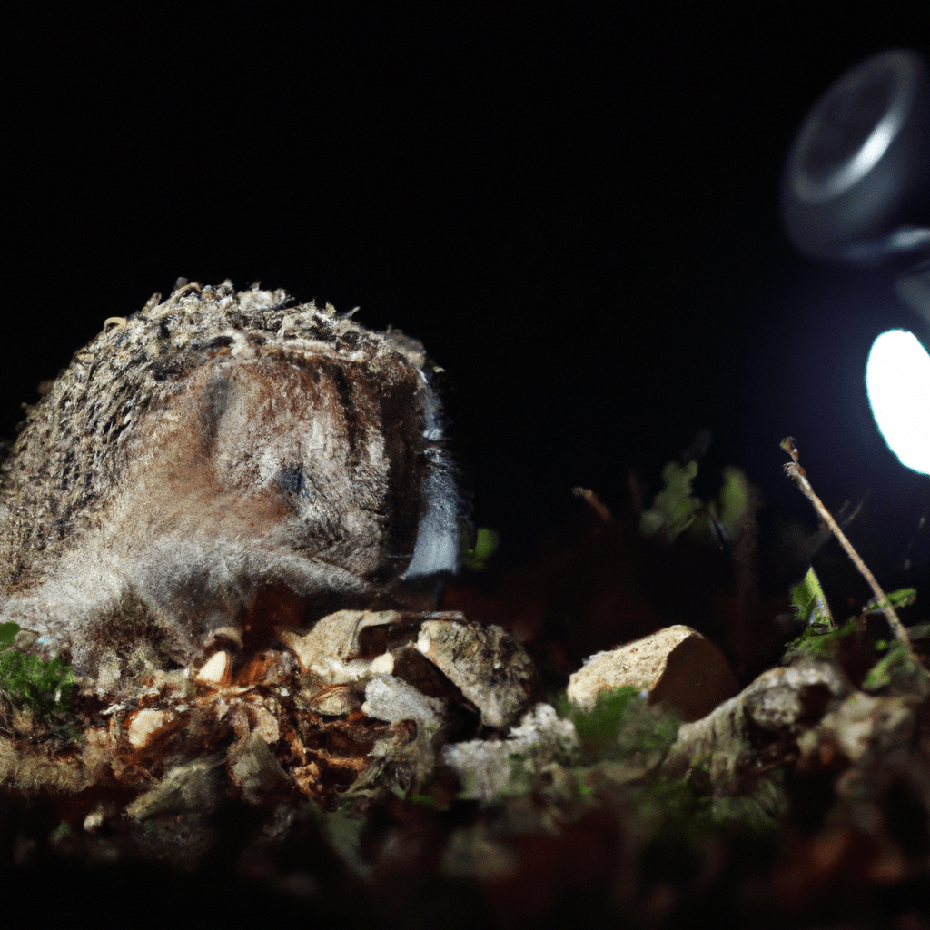 2 - [Photo: A hedgehog exploring the nocturnal landscape under the watchful eye of a camera trap.]. Sigma 85 mm f/1.4. No text.. Sigma 85 mm f/1.4. No text.