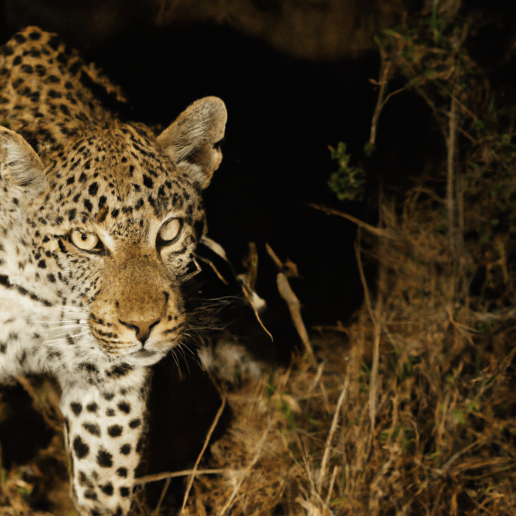 [Different Angle: A close-up shot of a secretive leopard caught on camera trap carries its legacy in a changing world.]. Sigma 85 mm f/1.4. No text.