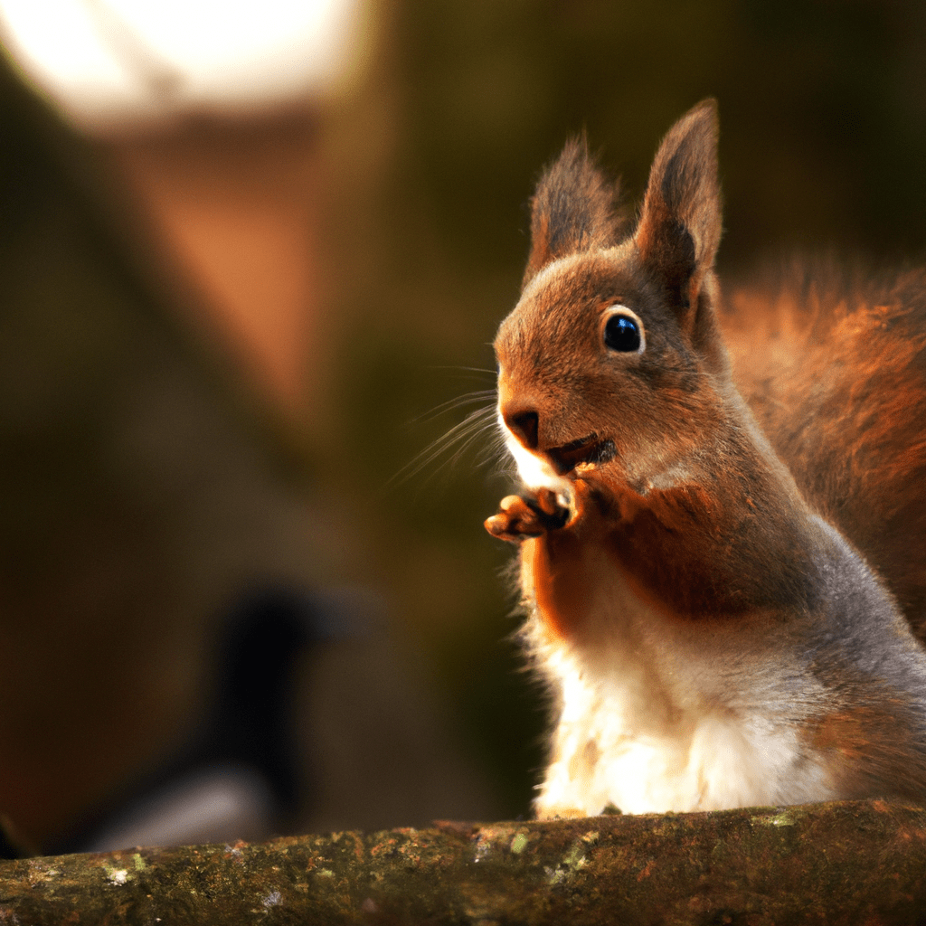 A photo of a squirrel communicating with other animals through various vocal and nonverbal signals.. Sigma 85 mm f/1.4. No text.
