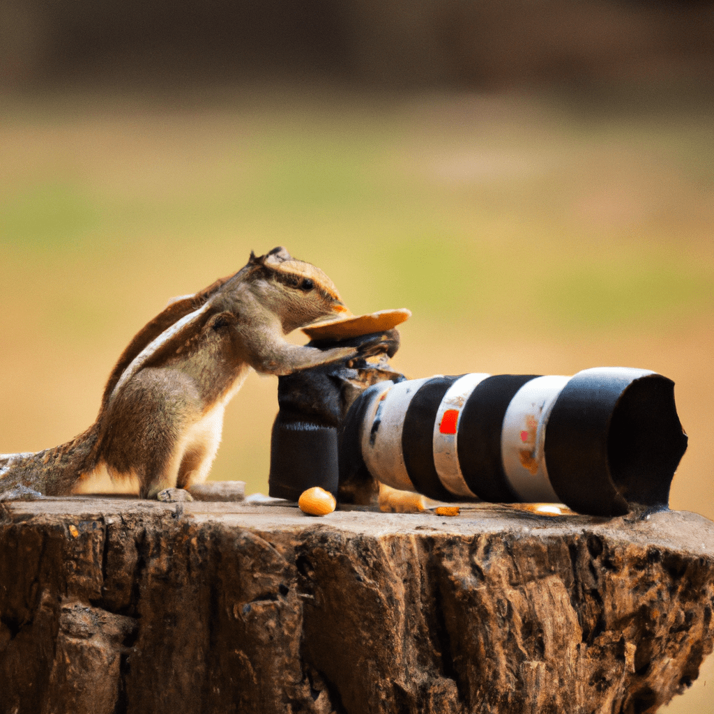 A picture capturing the thrilling moments of drama in squirrel's life, observed through the lens of a wildlife camera.. Sigma 85 mm f/1.4. No text.