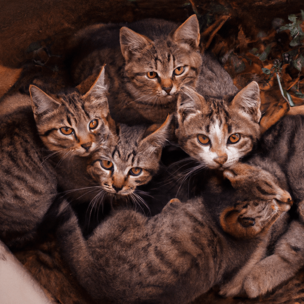 2 - [A group of wild cats huddled together, seeking shelter from the changing climate.]. Sony 50 mm f/1.8. No text.. Sigma 85 mm f/1.4. No text.