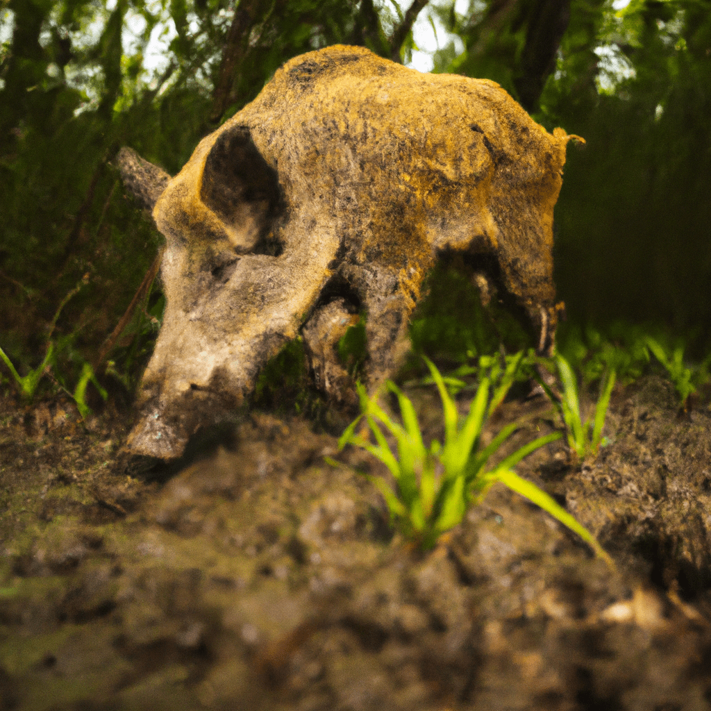 A photo captured by a camera trap showcasing a wild boar foraging in its natural habitat, providing valuable insights into its behavior and environment. Sigma 85 mm f/1.4. No text.. Sigma 85 mm f/1.4. No text.