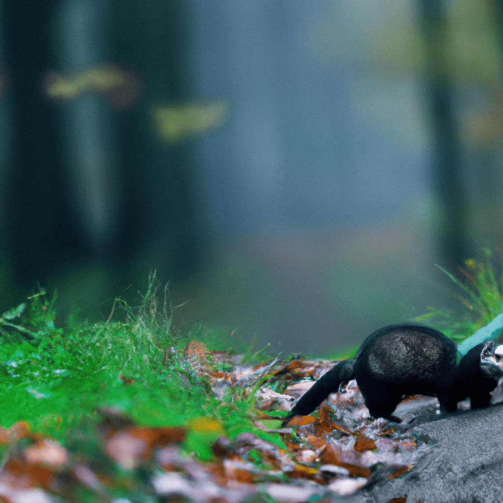 3 - [Photo: A tranquil woodland scene with a mischievous polecat exploring its natural habitat. Highlighting the impact of human activities on polecat behavior.].. Sigma 85 mm f/1.4. No text.