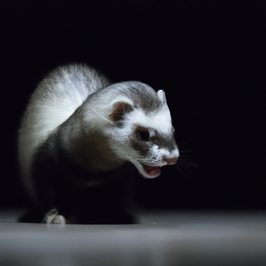 [Image: A cunning ferret catching its prey in the dark]. Sigma 85 mm f/1.4. No text.