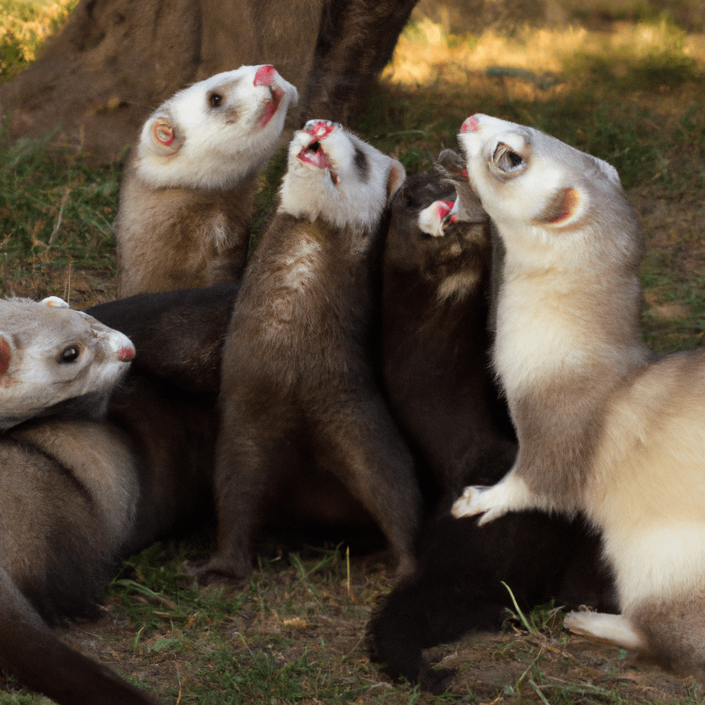 2 - [Image: A group of ferrets communicating and establishing their hierarchy in the wild]. Canon 50 mm f/1.8. No text.. Sigma 85 mm f/1.4. No text.