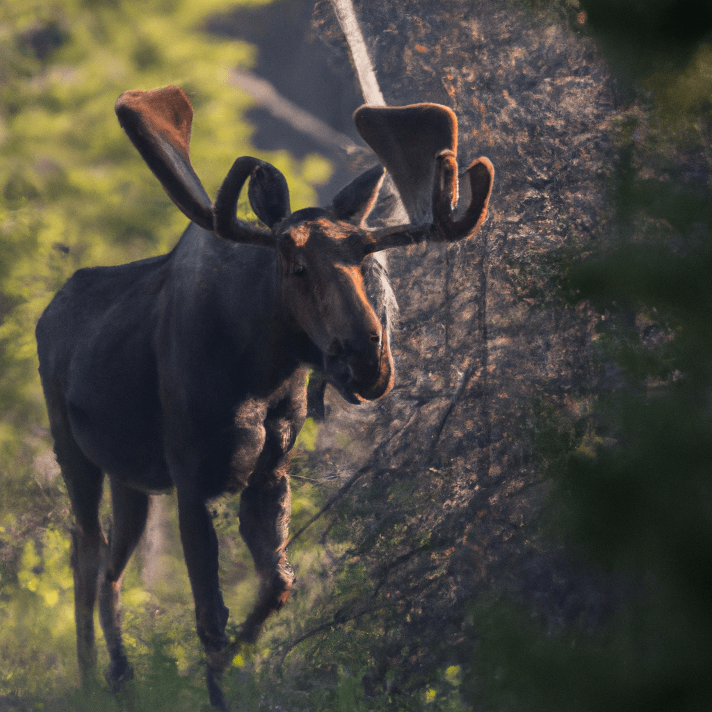 2 - A magnificent bull moose emerges from the forest, its majestic antlers glistening in the morning light. Capture the beauty of these endangered giants in their natural habitat. Sigma 200 mm f/2.8. No text.. Sigma 85 mm f/1.4. No text.