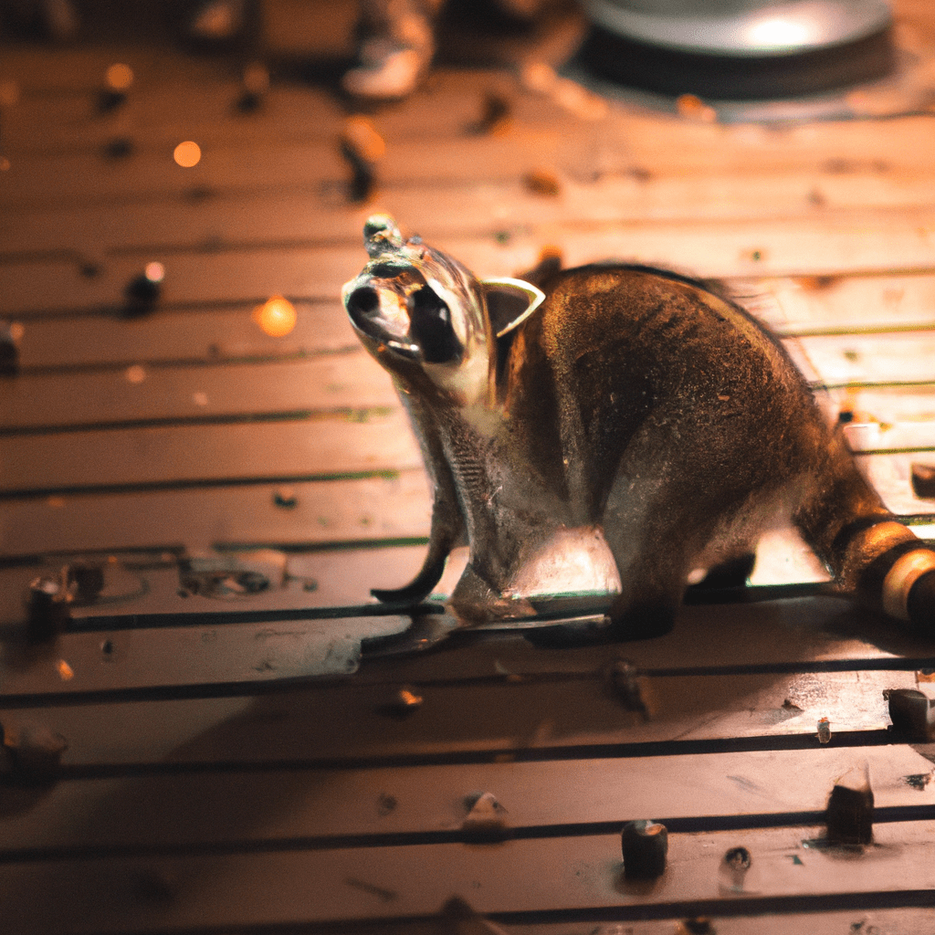 A stunning capture of a night-time raccoon immersing itself in a symphony of communication and social interaction. Nikon 50 mm f/1.8 lens.. Sigma 85 mm f/1.4. No text.