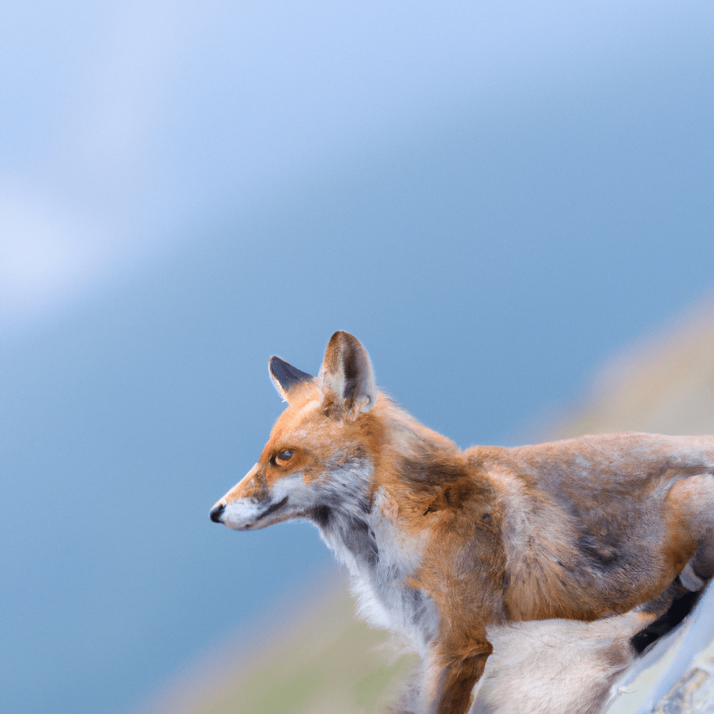 A photo capturing a fox adapting to climate change by exploring new habitats at higher altitudes, emphasizing the need to protect wildlife in the face of shifting environments.. Sigma 85 mm f/1.4. No text.
