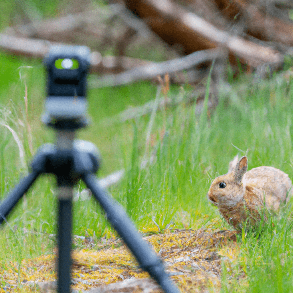 A photo of rabbits exploring their territory and behavior patterns through the use of trail cameras, providing valuable insights into their preferred routes and activity areas. Sigma 85 mm f/1.4.. Sigma 85 mm f/1.4. No text.