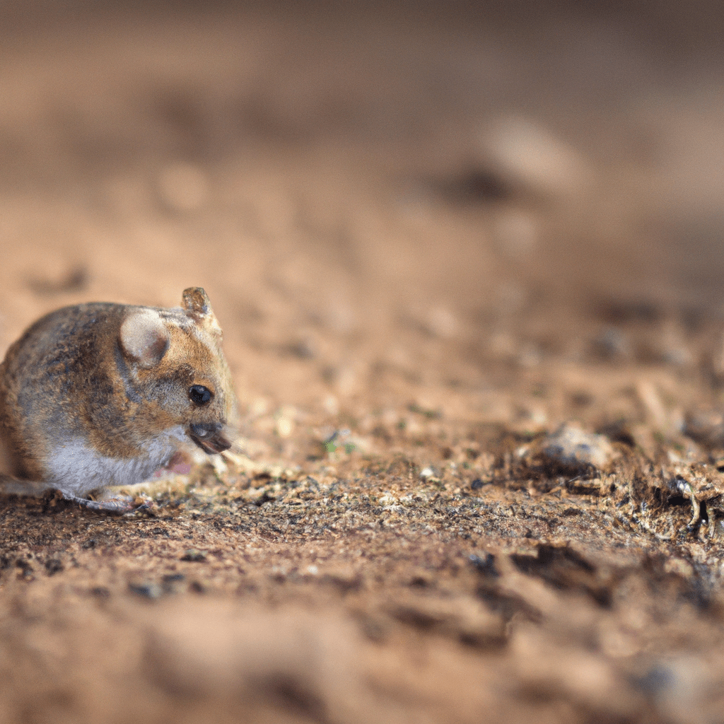 A hungry mouse foraging for food in a barren, drought-stricken landscape.. Sigma 85 mm f/1.4. No text.