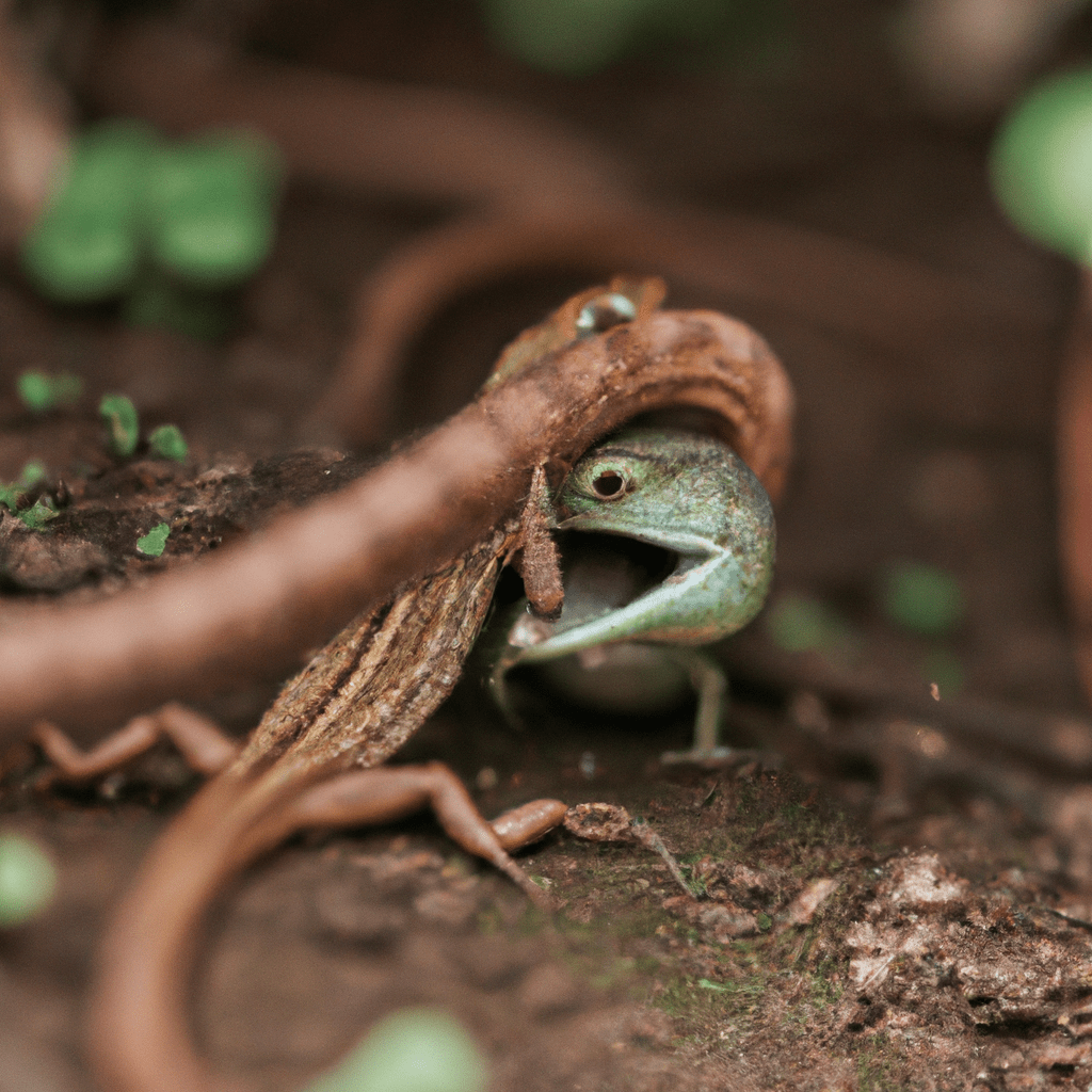 A lizard and a snake caught on a hidden camera meeting in the wild, showcasing unexpected cross-species encounters. Canon 100 mm f/2.8. No text.. Sigma 85 mm f/1.4. No text.