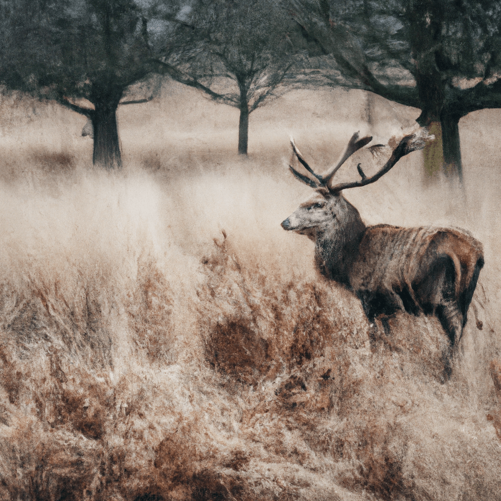 A stunning photo of a majestic stag captured by a wildlife camera, showcasing the beauty of these creatures in their natural habitat.. Sigma 85 mm f/1.4. No text.