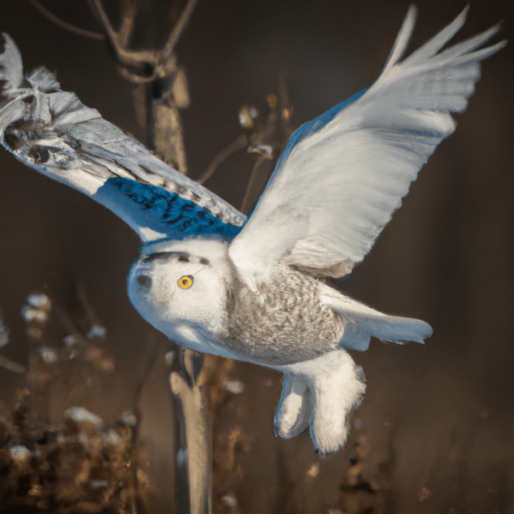 A stunning snowy owl captured in flight by a camera trap, showcasing the graceful beauty of wildlife in its natural habitat. Nikon 200 mm f/2.8. No text.. Sigma 85 mm f/1.4. No text.