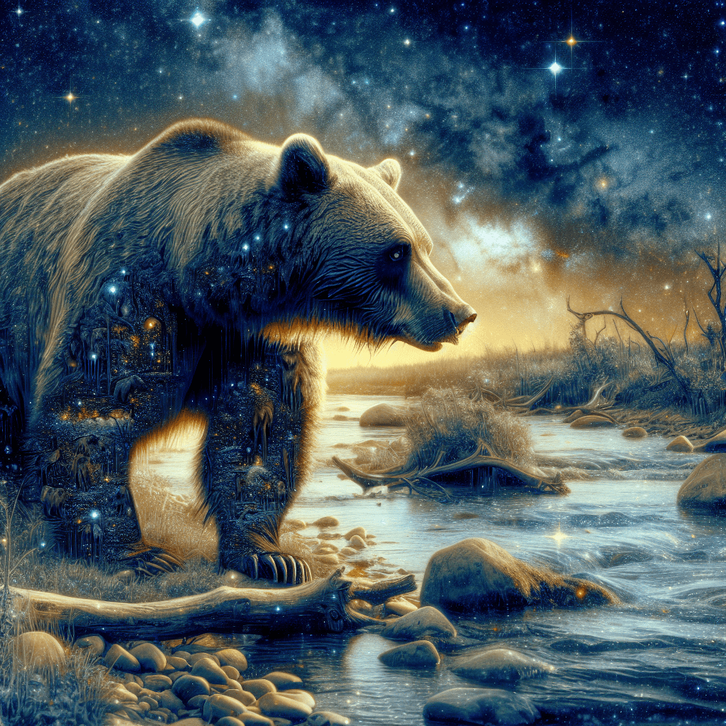 A photo capturing a bear's behavior through detailed analysis of wildlife photographs, providing insights into their habits and interactions in the nocturnal wilderness.